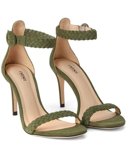 L'Agence Green Larissa Suede & Leather Sandal