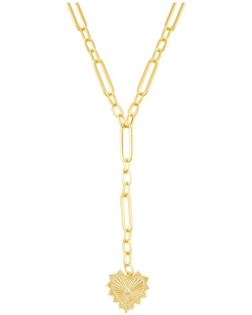 Adornia Metallic 14K Plated Cz Jagged Heart Mixed Link Y Necklace
