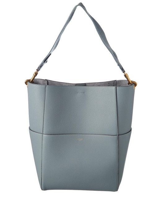 Céline Blue Céline Sangle Leather Bucket Bag