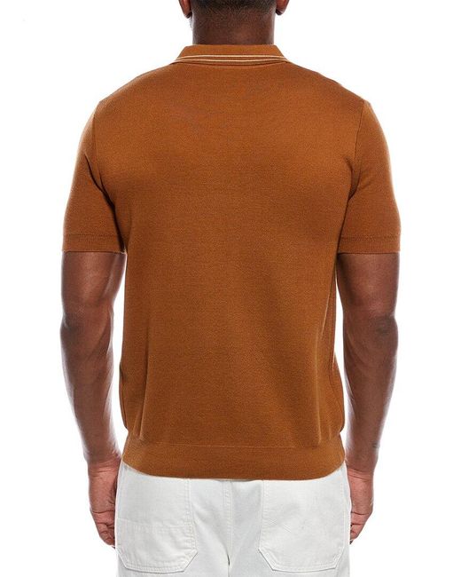 Isaia Brown Wool, Silk, & Cashmere-Blend Polo Sweater for men