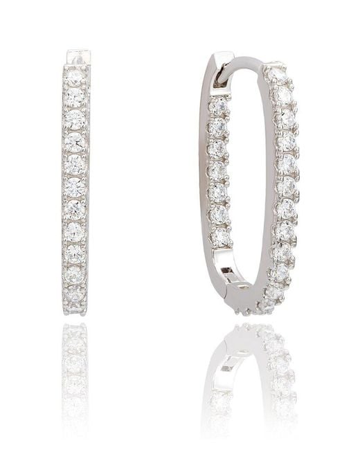 Suzy Levian CZ Jewelry White Suzy Levian Cz Hoop Earrings