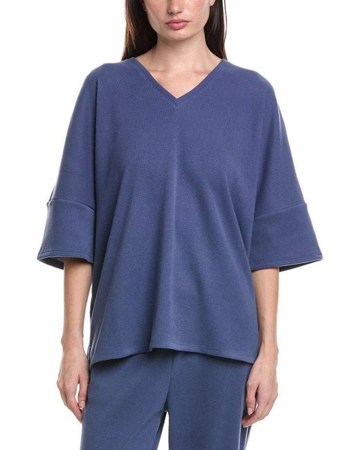 Natori Blue Tranquility V-Neck Top