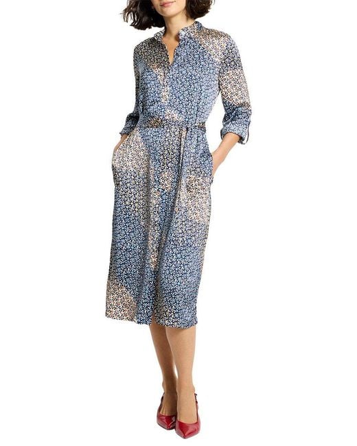 NIC+ZOE Blue Petite Monogram Mix Blair Dress