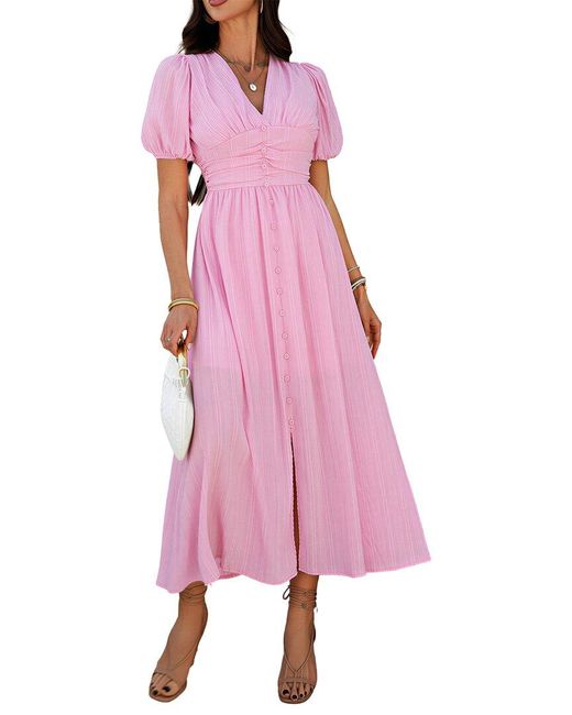TAZGA Pink Midi Dress