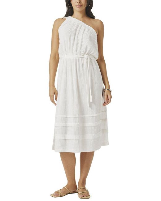 Splendid White Ava Gauze One Shoulder Dress