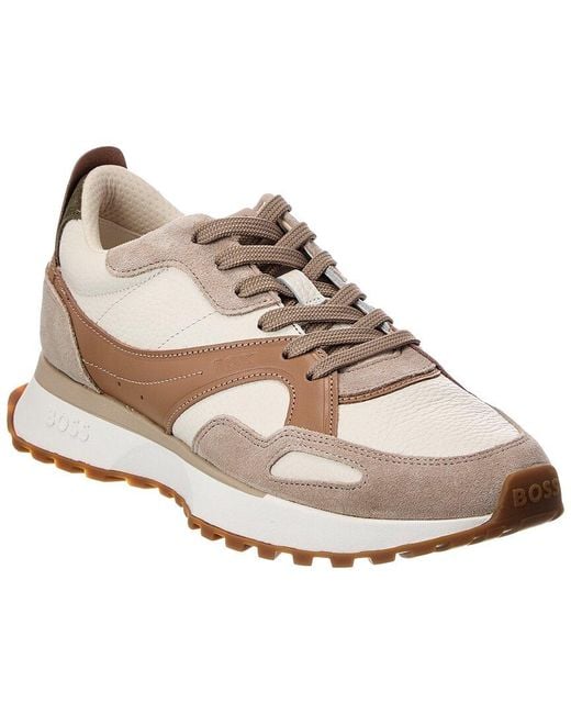 Boss Natural Jonah Leather & Suede Sneaker for men