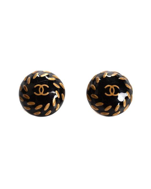 Chanel Black Tone Round Cc Clip-On Earrings, Nwt (Authentic Pre-Owned)