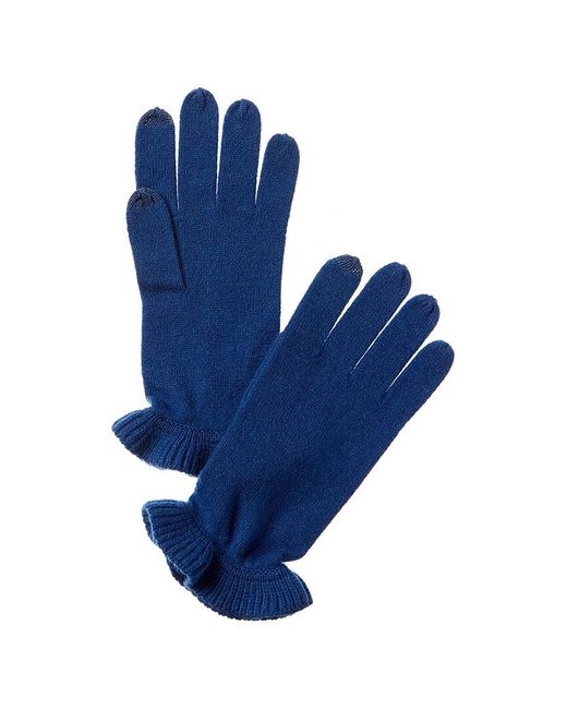 Forte Blue Ruffle Cashmere Gloves