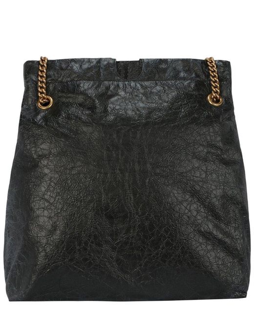 Balenciaga Black Crush Leather Medium Tote