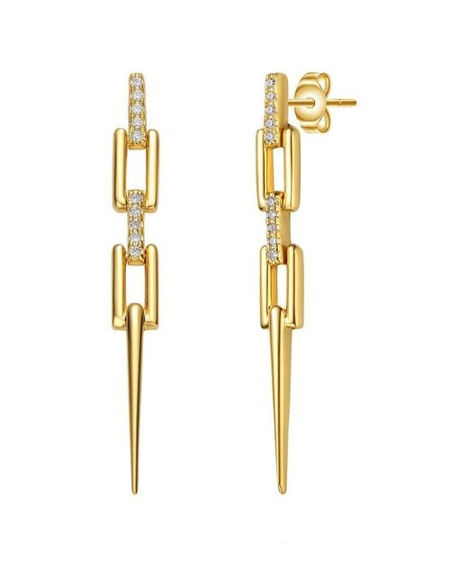 Genevive Jewelry Metallic 14k Over Silver Cz Drop Earrings