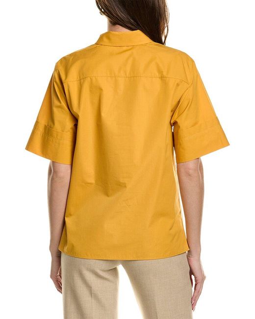 Lafayette 148 New York Yellow Half Placket Camp Shirt