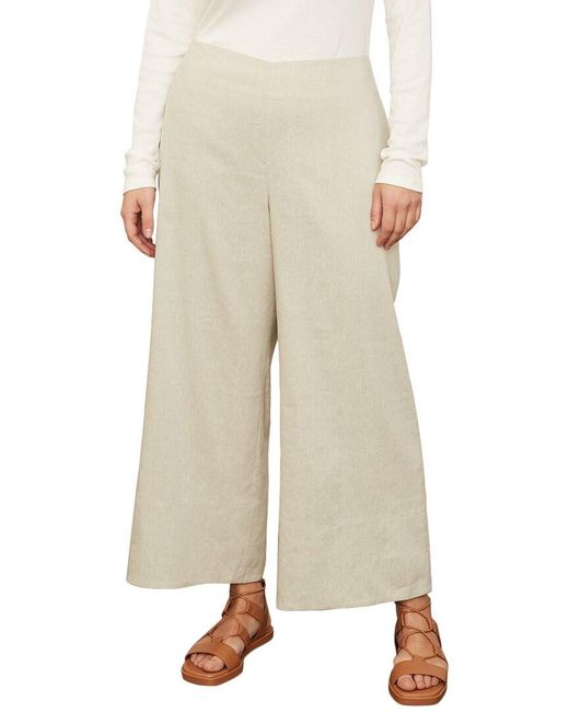 Vince Natural Linen-Blend Crop Wide Pant