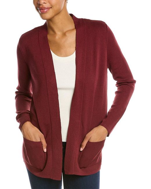 Jones New York Open Front Cardigan in Red | Lyst