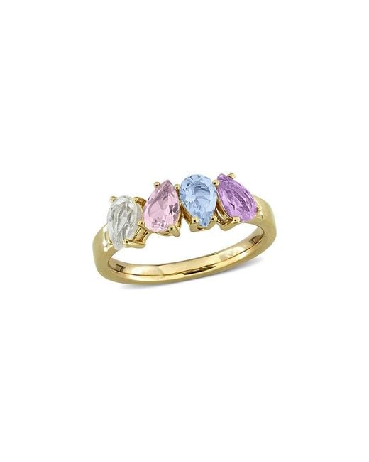 Rina Limor White 1.57 Ct. Tw. Rose De France & Sky Topaz & Morganite & Quartz Ring