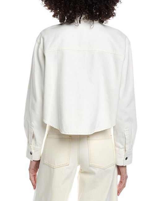 FRAME White Frame The Crochet Cropped Denim Shirt
