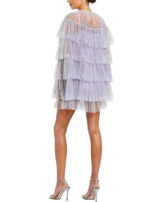 Mac Duggal White Cape Mini Dress