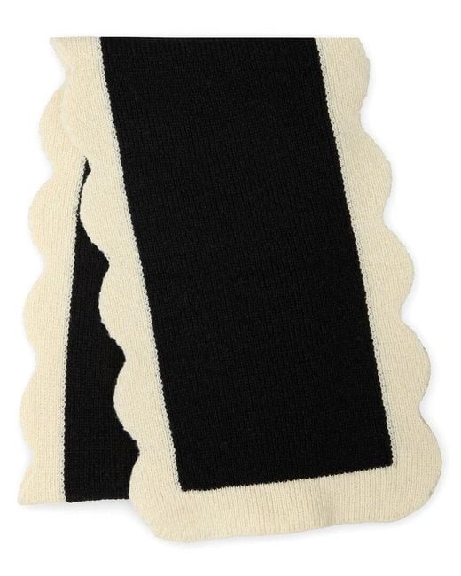 Saachi Black Scallop Trim Knit Scarf