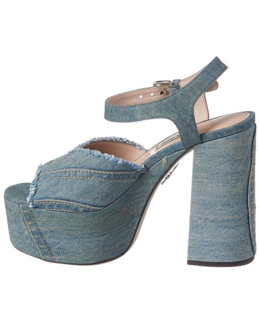 Miu Miu Blue Denim Platform Sandal