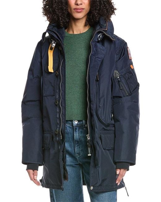 Parajumpers Blue Hooded Down Bomber Jacket