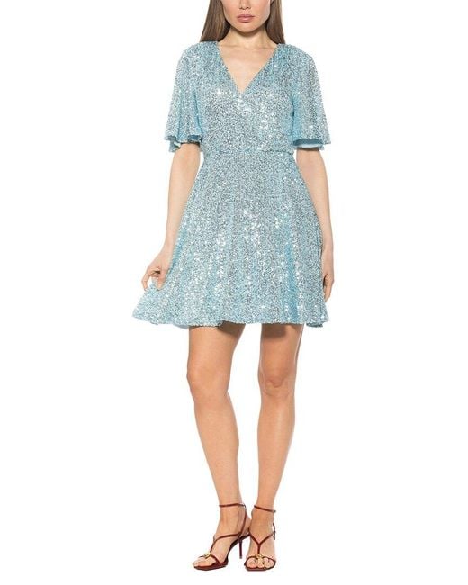 Alexia Admor Blue Oakless Fit And Flare Dress