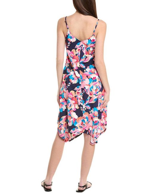 La Blanca Red Tank Scarf Hem Dress