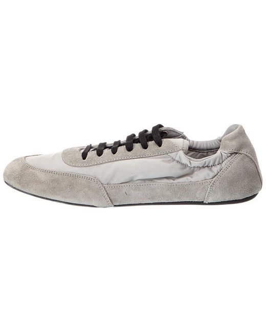 Prada White Collapse Nylon & Suede Sneaker