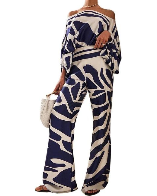 Monique Lagarde Blue Blouse & Pant Set