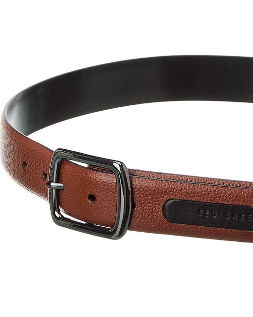 Ted Baker Brown Jaims Contrast Detail Leather Belt for men