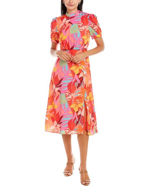 Julia Jordan Floral Midi Dress in Red | Lyst