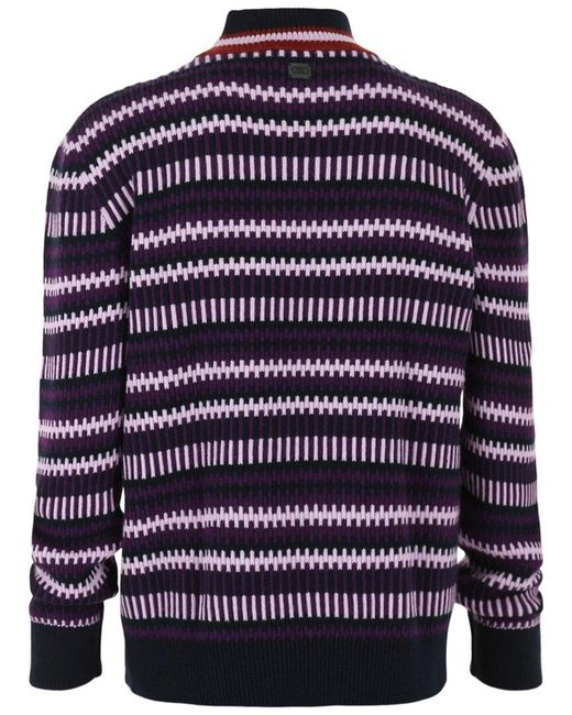 Ferragamo Blue Striped Cashmere-Blend Sweater for men
