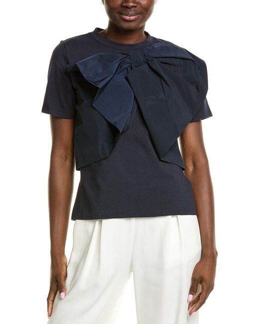 Gracia Blue Bow Front Ruffle T-Shirt