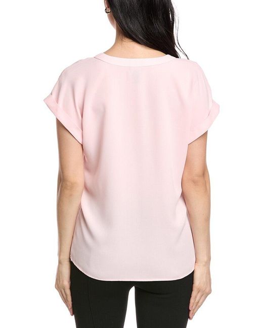 Jones New York Pink Roll Cuff Blouse