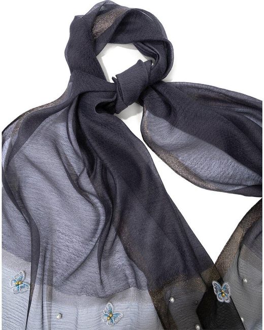Saachi Blue Embroidered Lace Triangle Bandana