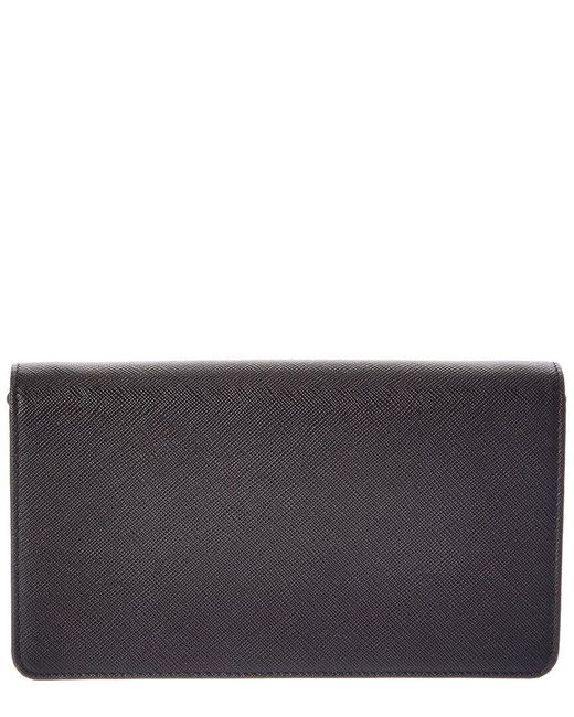 Prada Gray Logo Saffiano Leather Crossbody