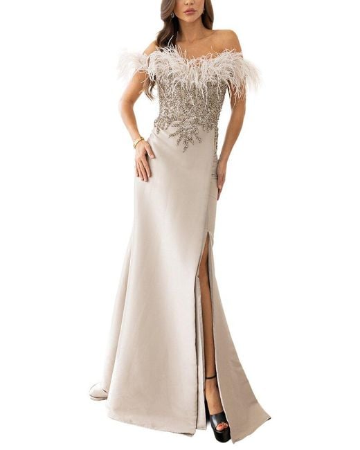 Terani White Solid Maxi Dress