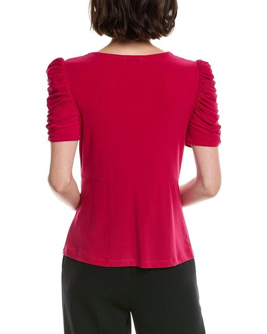 Cece Red Puff V-Neck Top