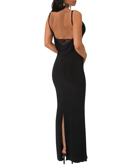 Bebe Black Backless Lace Inset Maxi Dress