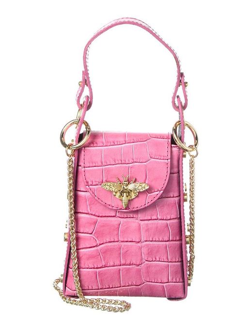 Persaman New York Pink Anette Leather Crossbody