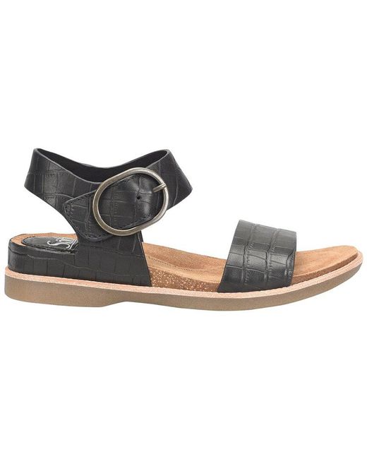 Söfft Black Bali Croc-Embossed Leather Sandal