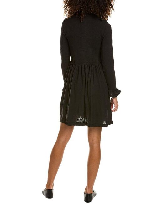 Nation Ltd Black Zuri Smocked Turtleneck Mini Dress