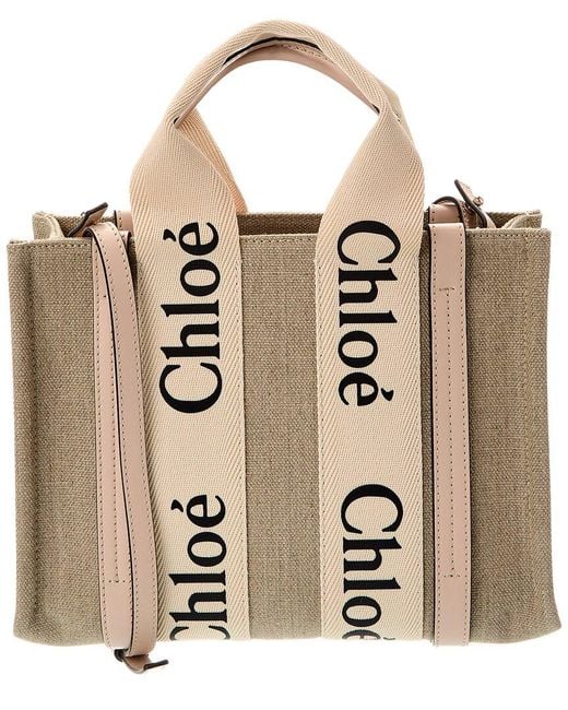 Chloé Brown Woody Small Canvas & Leather Tote