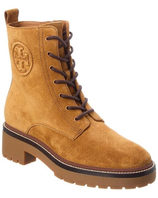 Tory Burch Brown Miller Lug Sole Suede Bootie