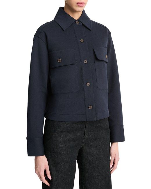 Vince Blue Cropped Wool-Blend Jacket