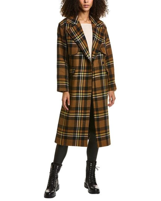 AllSaints Natural Bree Check Wool-blend Coat