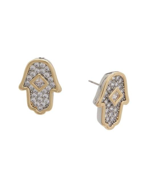 Juvell Metallic 18K Plated Cz Hamsa Earrings