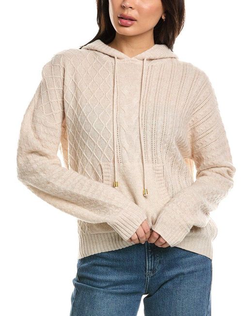 Brodie Cashmere Natural Lottie Cable 100% Cashmere Hoodie
