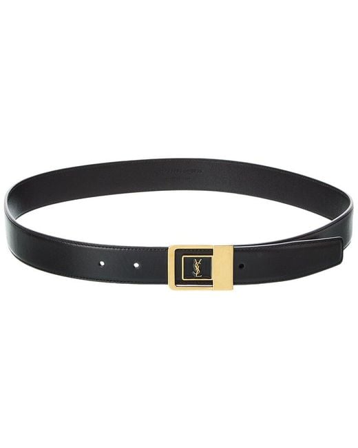 Saint Laurent Black La 66 Lacquered Leather Belt