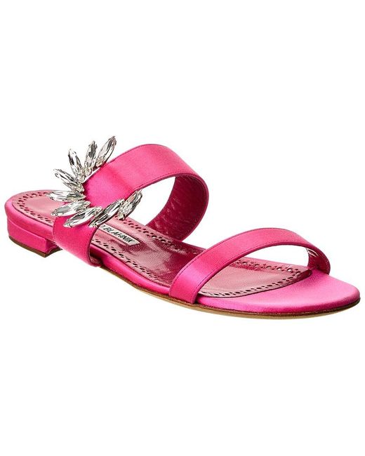 Manolo Blahnik Pink Chivela 10 Satin Sandal