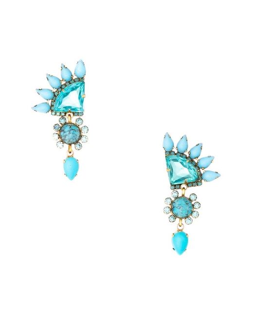 Elizabeth Cole Blue 24k Plated Dangle Earrings