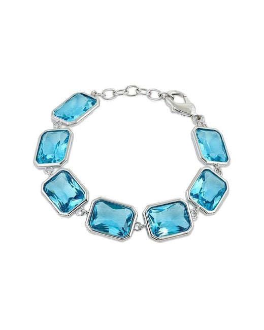 Savvy Cie Blue 18k Plated Cz Dangle Bracelet